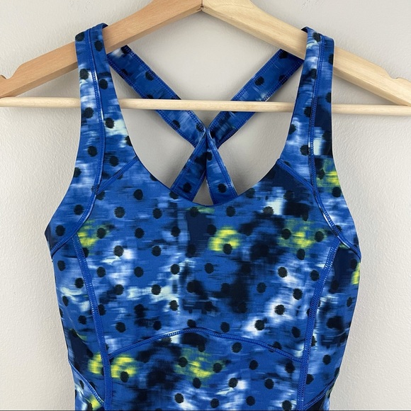 LULULEMON Kanto Catch Me Windy Blooms Saphire Blue Polka Dot Tank Top - Picture 4 of 10